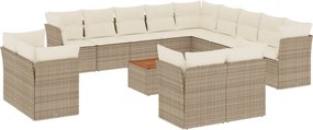 vidaXL Set canapele de grădină, 14 piese, cu perne, bej, poliratan