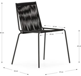 Scaune de dining negre stivuibile 2 buc. din metal Emily – Marckeric