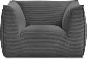 Fotoliu gri închis cu tapițerie din catifea reiată Giorgia – Bobochic Paris