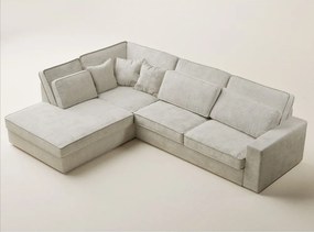 Colțar grej cu tapițerie din chenille (cu colț pe partea stângă/în formă de ”L”) Kirou – Maison de Rêve