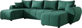 Coltar extensibil reversibil in forma de U SEVIO 311x145 cm, verde sticla + 2 perne GRATUIT