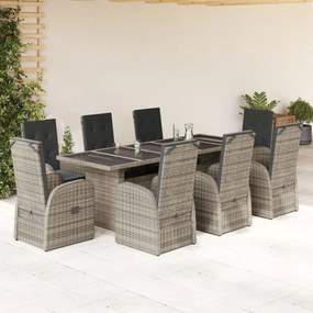 3277619 vidaXL Set mobilier grădină cu perne, 9 piese, gri, poliratan