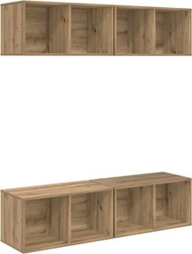 vidaXL Set comodă TV Pe perete 4 pcs Stejar Artizanal 37 x 37 x 72 cm