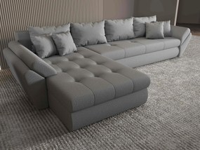 Colțar extensibil dumonde cu ladă de depozitare si sezut confortabil din spuma high-density, Loana XL Enjoy Gri 335x185 cm