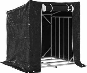 vidaXL Raft pentru lemn de foc cu capac de ploaie otel galvanizat