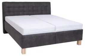 Pat tapițat VIOLET 180 x 200 cm, gri închis, cu spațiu de depozitare, fără saltea