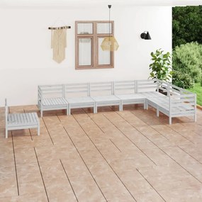 3083045 vidaXL Set mobilier de grădină, 8 piese, alb, lemn masiv de pin