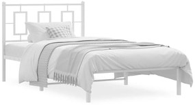 374284 vidaXL Cadru de pat metalic cu tăblie, alb, 100x190 cm