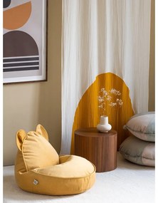 Fotoliu puf pentru copii galben cu tapițerie din catifea Bear – Wigiwama
