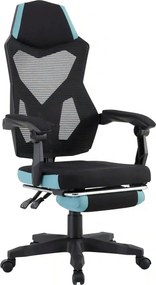 Scaun gaming JORIK NEW, negru/albastru, material textil/plasa, 60x65x1