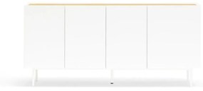 Comodă albă/în culoare naturală joasă cu aspect de lemn de stejar 165x78 cm Arista – Teulat