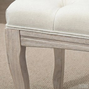 HOMCOM Bancă de Pat Vintage cu Butoni, Bancă Capitonată cu Picioare din Lemn, 110x40x48 cm, Bej | Aosom Romania