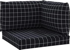 vidaXL Perne pentru paleți, 3 buc, negru, model carouri, textil oxford