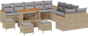 vidaXL Set de canapele pentru grădină 14 pcs Bej poliratan