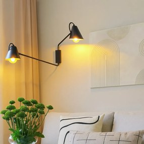 Lampă de perete inteligentă neagră cu 2 lumini reglabile, inclusiv Wi-Fi A60 - Lune