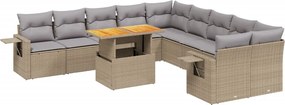 vidaXL Set canapele de grădină cu perne, 11 piese, bej, poliratan