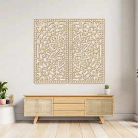 SENTOP | Pictură Mandala din lemn, 2 piese – Decorațiune murală sculptată - FLOUFER