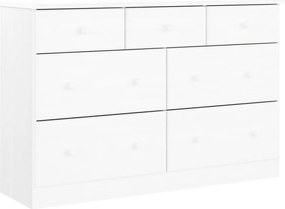 vidaXL Comodă cu sertare ALTA, alb, 112x35x73 cm, lemn masiv de pin