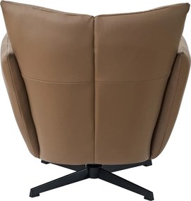 Fotoliu Accent Pivotant 360° – Design Modern, Bază Metalică Neagră, Tapițerie PU Premium, Maro