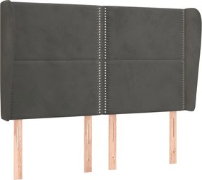 vidaXL Tăblie de pat cu aripioare gri închis 147x23x118/128 cm catifea
