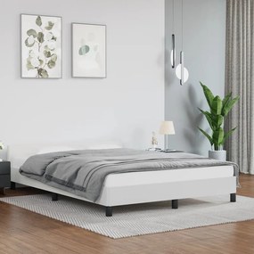 347502 vidaXL Cadru de pat cu tăblie, alb, 140x200 cm, piele ecologică
