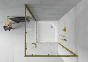 Mexen Rio cabina de duș pătrată 90 x 90 cm, transparentă, aurie + cadă de duș, albă - 860-090-090-50-00-4510