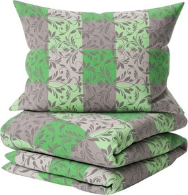 Lenjerie de pat din bumbac cu motiv Kvadratus, verde