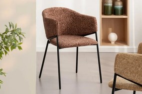 Set de 2 scaune aspect retro, Metal Negru, Chenille Maro, NOBLESSE A-47579 VC