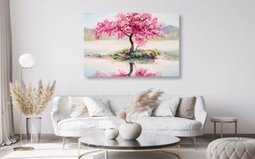 Tablou cireș oriental în design roz