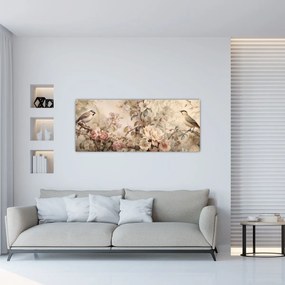 Tablou - Vintage pictura pasăre (120x50 cm)