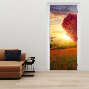 Fototapet pentru ușă - Copacul în formă de inimă (95x205cm)