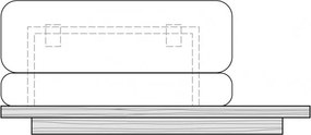 Canapea modulară 1 loc din piele naturală maro, cu platformă din lemn reciclat pe stânga și spătar pe cadru metalic, 82 x 140 x 90 cm, „Oxford”