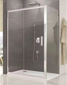 Usa de nisa culisanta cu perete fix SanSwiss Ocelia 140 cm sticla securizata 5 mm anticalcar