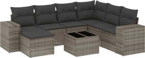 vidaXL Set canapele de grădină cu perne, 8 piese, gri, poliratan