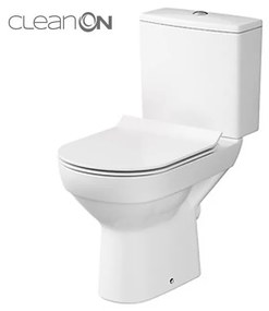 Set vas WC pe pardoseala Cersanit City New Clean On cu rezervor si capac inchidere lenta