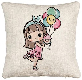 Perna Decorativa Canapea, Model Happy Girl, 40x40 cm, Cu fermoar