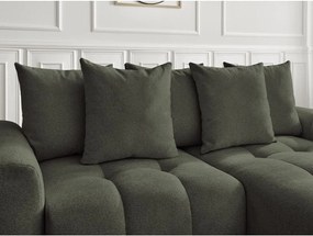 Colțar kaki extensibil/cu spațiu de depozitare cu tapițerie din chenille (cu colț pe partea dreaptă/cu șezlong) Roxelane – Bobochic Paris