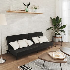 vidaXL Canapea extensibilă cu 2 locuri, negru, catifea