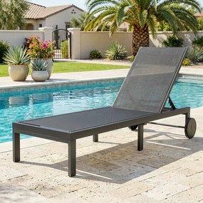 Outsunny Șezlong respirabil pentru grădină cu spătar reglabil în 6 poziții, roți, cadru din aluminiu | Aosom Romania