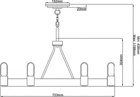 Quintiesse QN-SILAS-6P-DZ - Candelabru SILAS pe tijă, 6xE27/60W/230V, negru/auriu