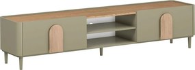 Comodă TV Amilio 220 cm cu sertar - eucalipt / stejar baltic dune / mânere stejar natural