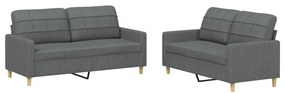 3201275 vidaXL Set de canapele cu perne, 2 piese, gri închis, textil