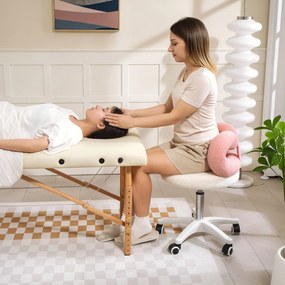 HOMCOM Scaun rotativ cu înălțime reglabilă din țesătură albă și roz | Aosom Romania