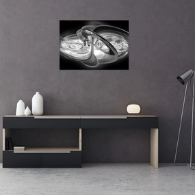 Tablou pe sticlă cu abstracțiune modernă în gri (70x50 cm)
