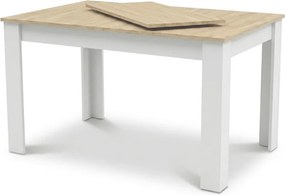 Masa extensibila de dining MADO 120/160x80 cm, alb/stejar sonoma