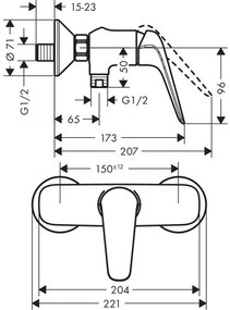 Baterie dus cu monocomanda, culoare crom lucios, Hansgrohe Novus