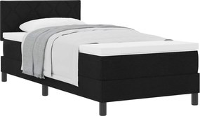 vidaXL Pat cu arcuri cu saltea cu headboard Negru 90 x 190 cm țesătură