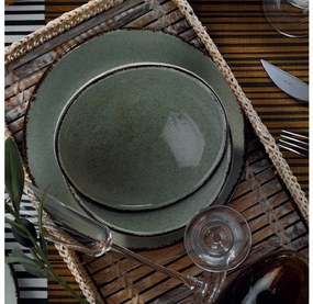 Set de masă, 24 piese, verde, din porțelan