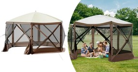 Cort camping impermeabil pentru 8 persoane, cu depozitare si plasa de tantari