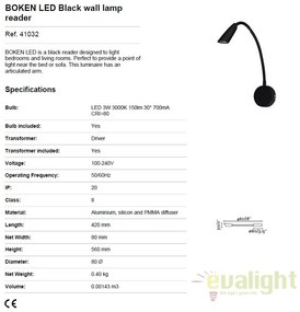 Aplica de perete LED stil modern BOKEN neagra 41032